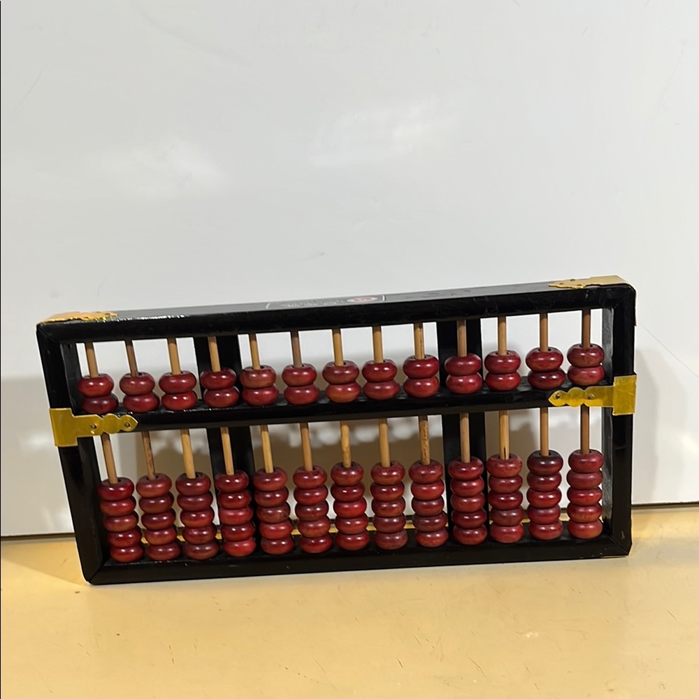 Vintage Abacus with Red Beads and box